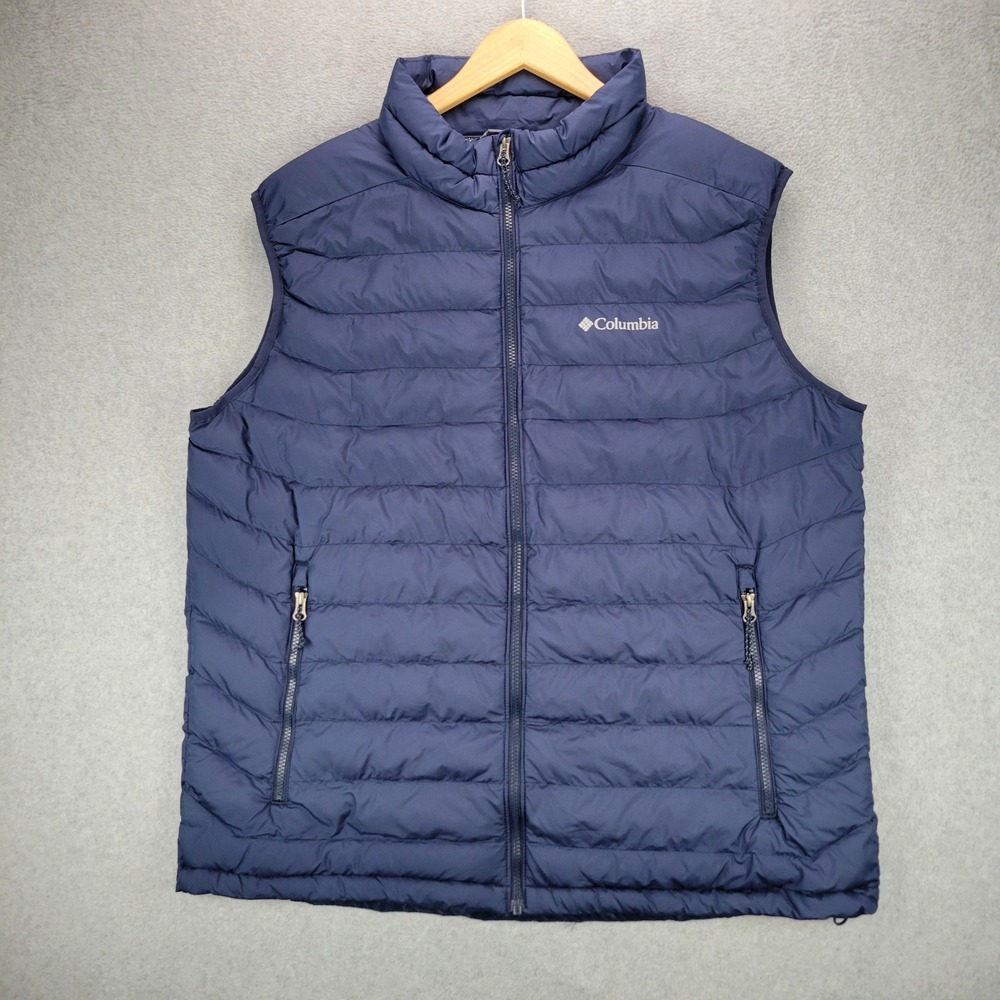 Columbia Puffer Vest Mens XXL Navy Blue Omni-Heat Powder Lite Insulated Jacket